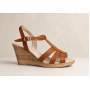 Sandale dama maro din piele naturala cu barete si platforma wedge S134M